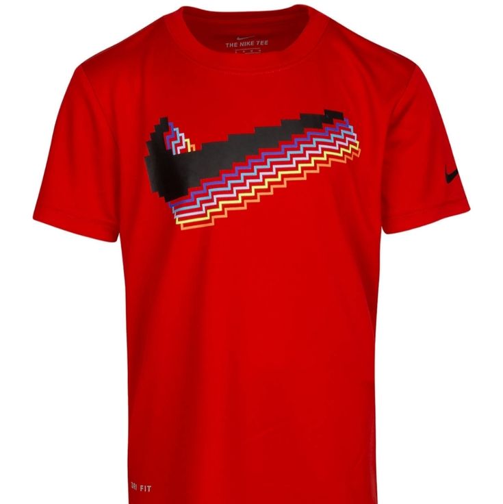 Nwt Bin K.A S Sporty Red Shirt For Summer, Nike Red T-shirt For Summer, Red Nike T-shirt For Summer, Nike Red Sporty Tops, Nike Sporty Red Top, Nike Red Graphic Tee, Nike Red Graphic Tee Top, Nike Multicolor Graphic Print T-shirt, Multicolor Nike Crew Neck T-shirt