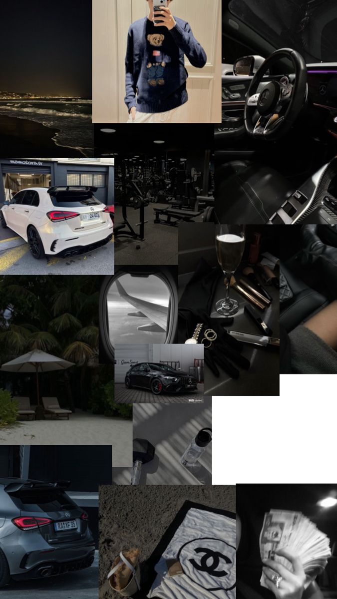 a collage of photos with cars and people