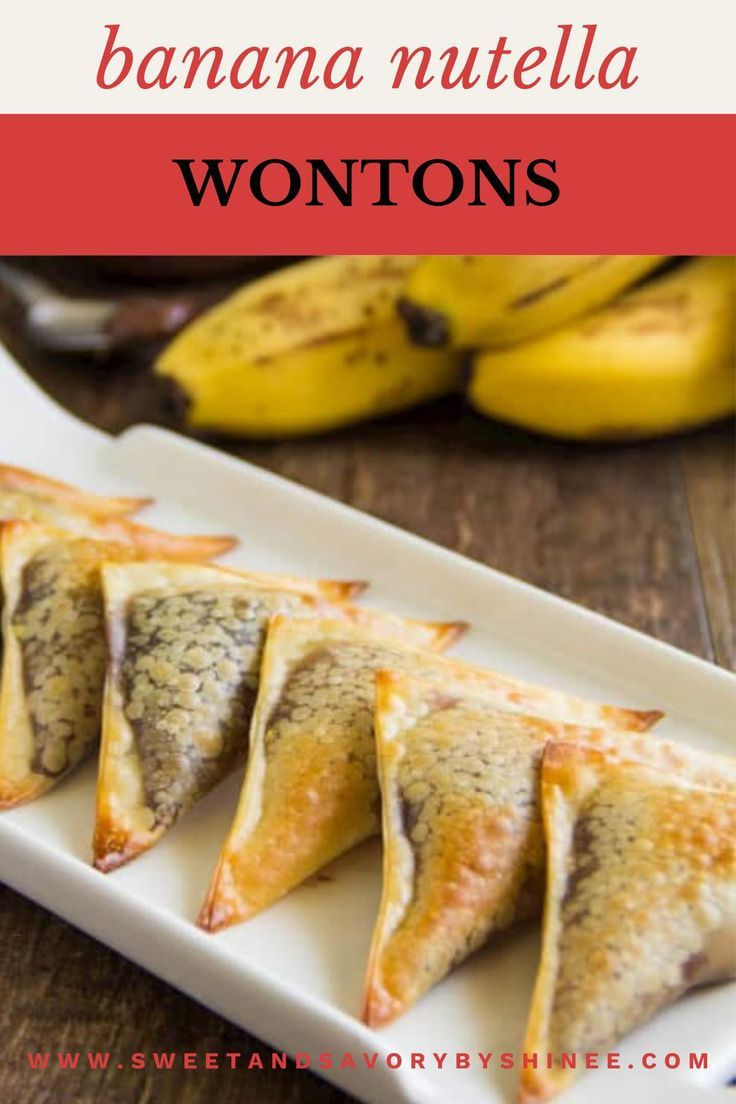 Banana Nutella wontons. Nutella Wontons, Wonton Wraps, Wonton Wrapper Recipes, Caramelized Banana, Banana Slices, Banana Nutella, Caramelized Bananas, Wonton Wrappers, Wontons