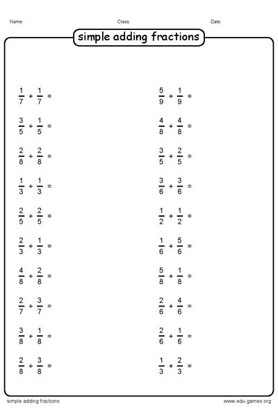 an addition worksheet for adding fraction numbers