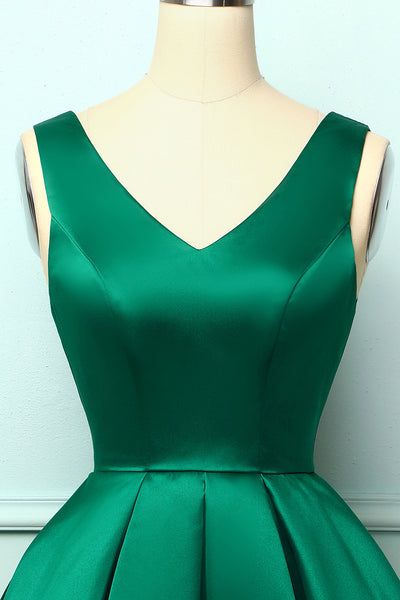 Soft Satin Dress, Satin V-neck Evening Dress With Pleated Bodice, Green Ball Gown With Fitted Bodice For Prom Season, Green Evening Dress With Fitted Bodice And Sweetheart Neckline, Green Satin A-line Dress, Green Ball Gown With Sweetheart Neckline For Prom, Green V-neck Bridesmaid Evening Dress, Green Gown With Lined Bodice And Sweetheart Neckline, Green Sweetheart Neckline Ball Gown For Party