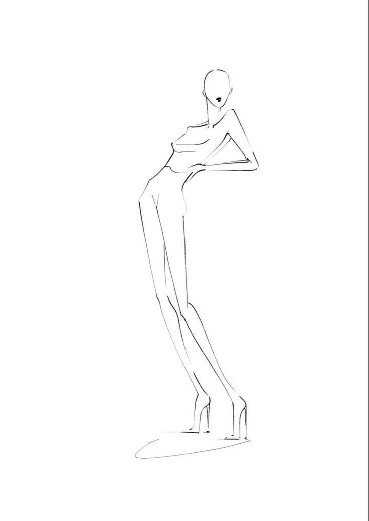 a line drawing of a woman's body and legs, with her hands on her hips