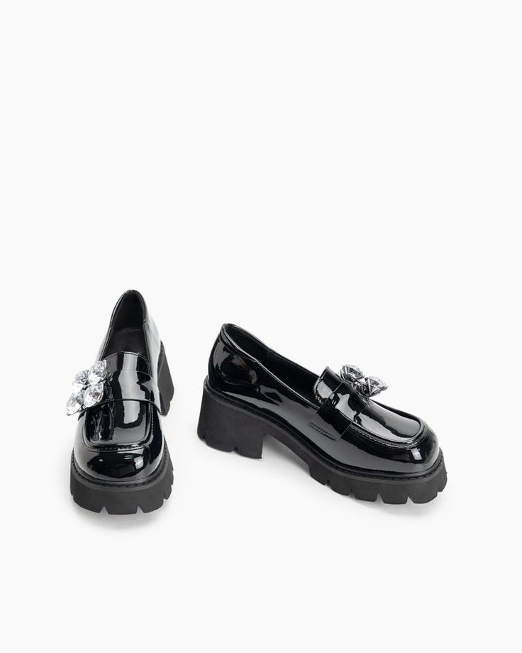 Details Women Size: US 5-11 Heel Height: 6.5cm/2.56" Color: Black Toe: Round Toe Material Lining Material: Microfiber Leather Outsole Material: Rubber Upper Material: Patent Leather Insole Material: PU Leather Elegant Closed Toe Platform Loafers For Party, Black Low Heel Platform Loafers For Formal Occasions, Black Pointed Toe Platform Loafers For Party, Black High Heel Platform Loafers For Party, Elegant Synthetic Platform Loafers With Round Toe, Party Synthetic Loafers With Flat Heel, Patent Leather Flat Loafers For Party, Flat Patent Leather Loafers For Party, Party Patent Leather Flat Loafers