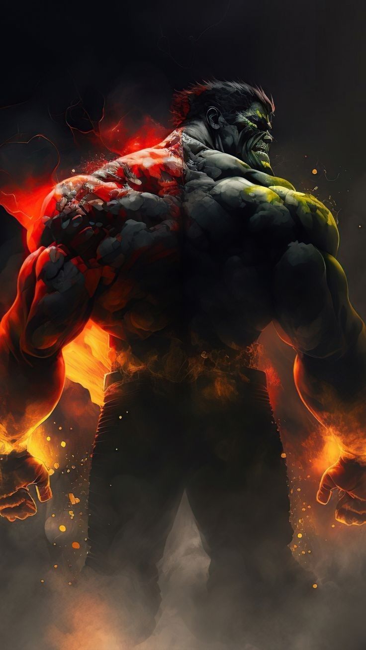 the incredible hulk from avengers comics is shown in this digital art painting by jeff vander