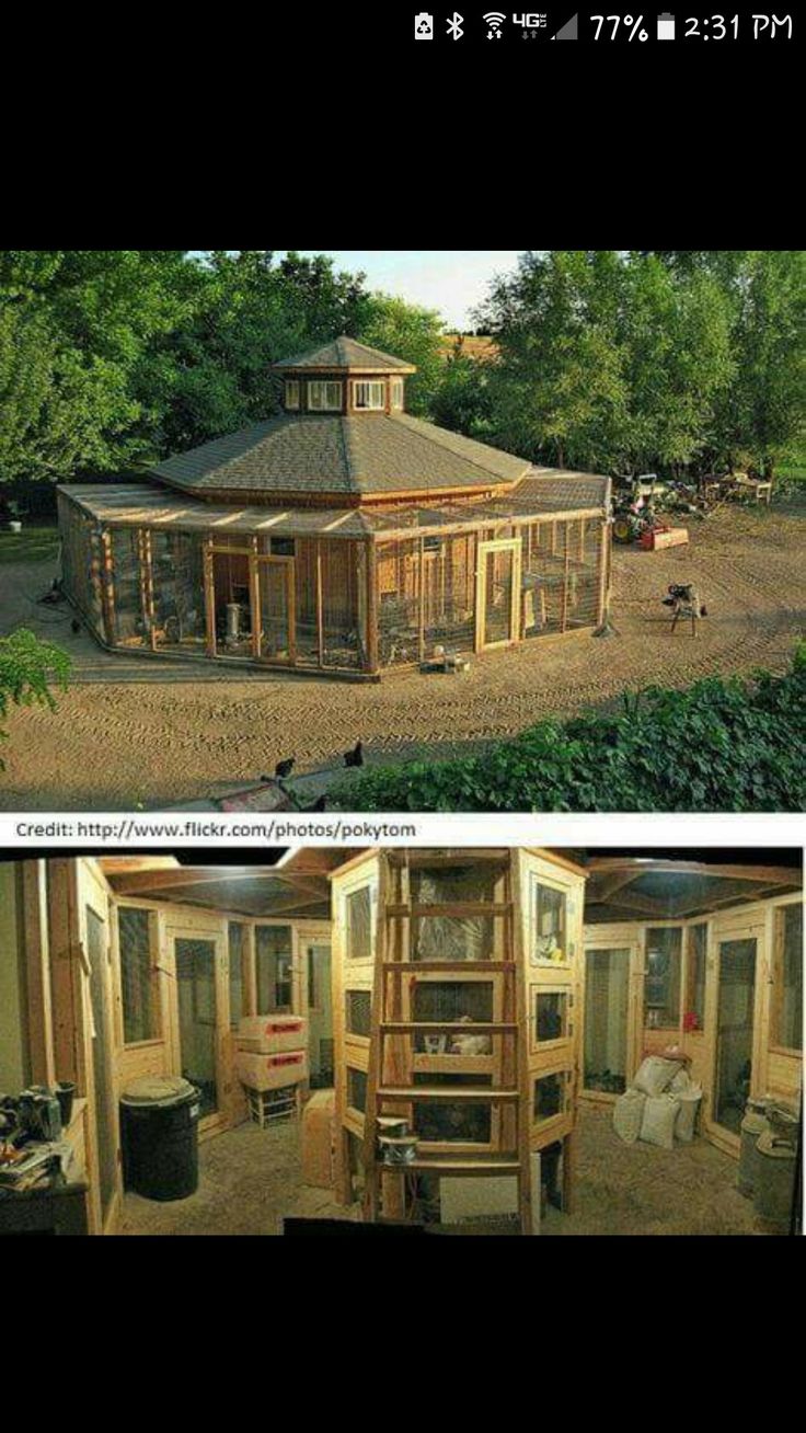 two pictures show the inside and outside of a house with wooden sidings on it