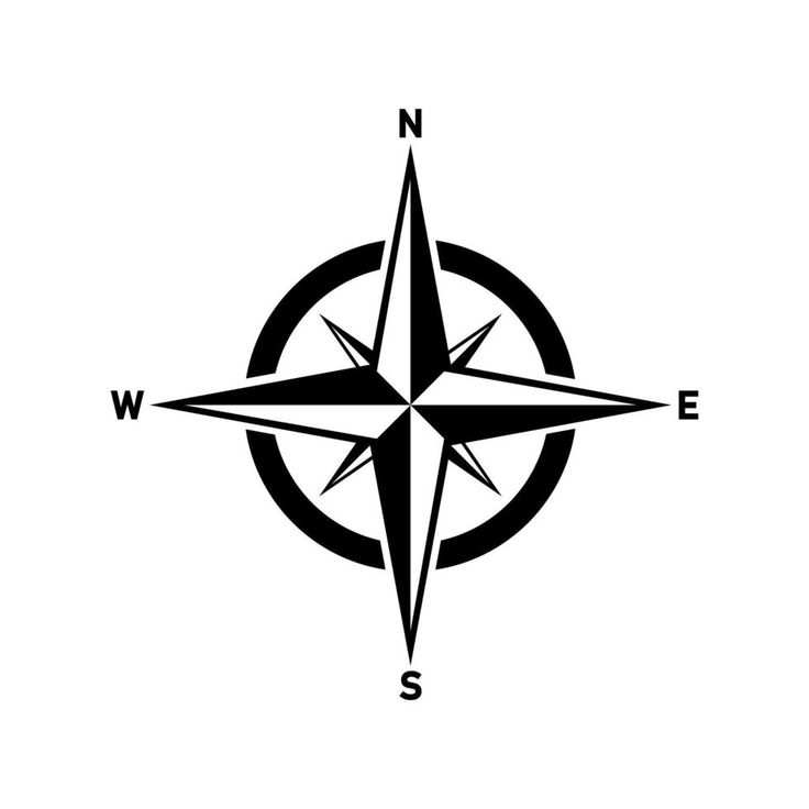 a black and white compass with the word w s on it's front side