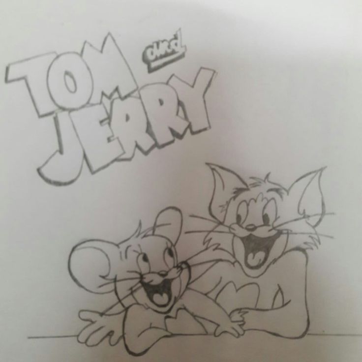 a drawing of two cartoon mouses with the word tom and jerry in front of them