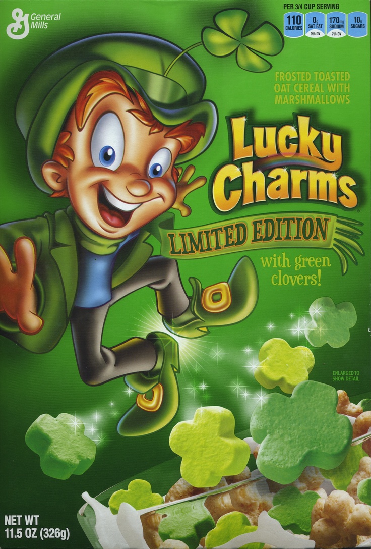 lucky charms 50 % special veggies with green clover flavored marshmallows