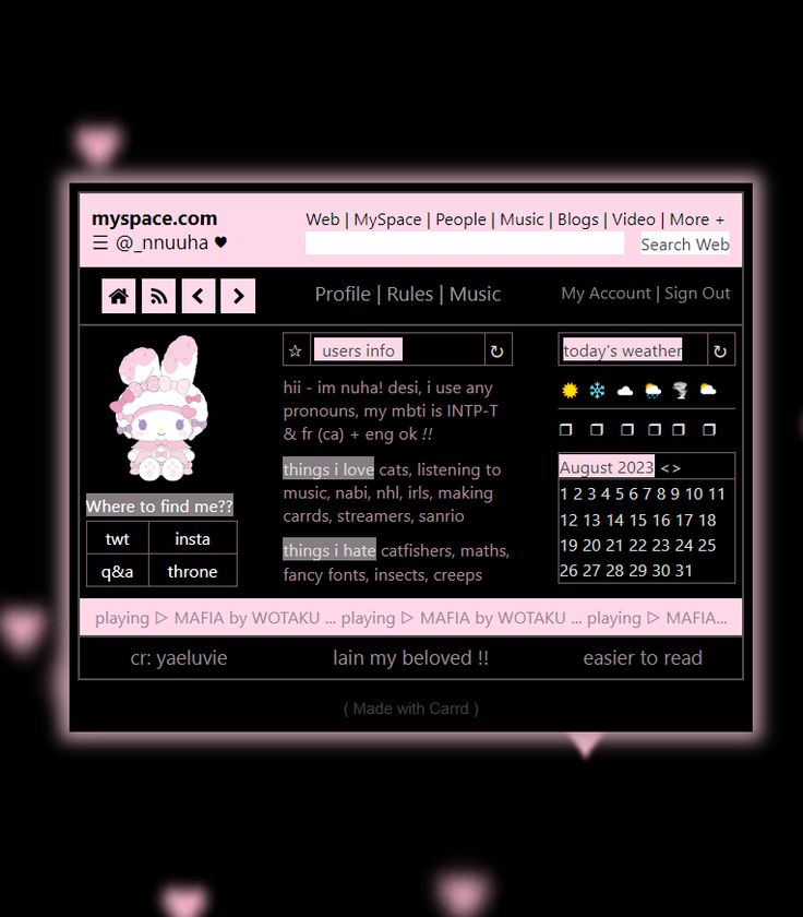 an image of a computer screen with pink hearts