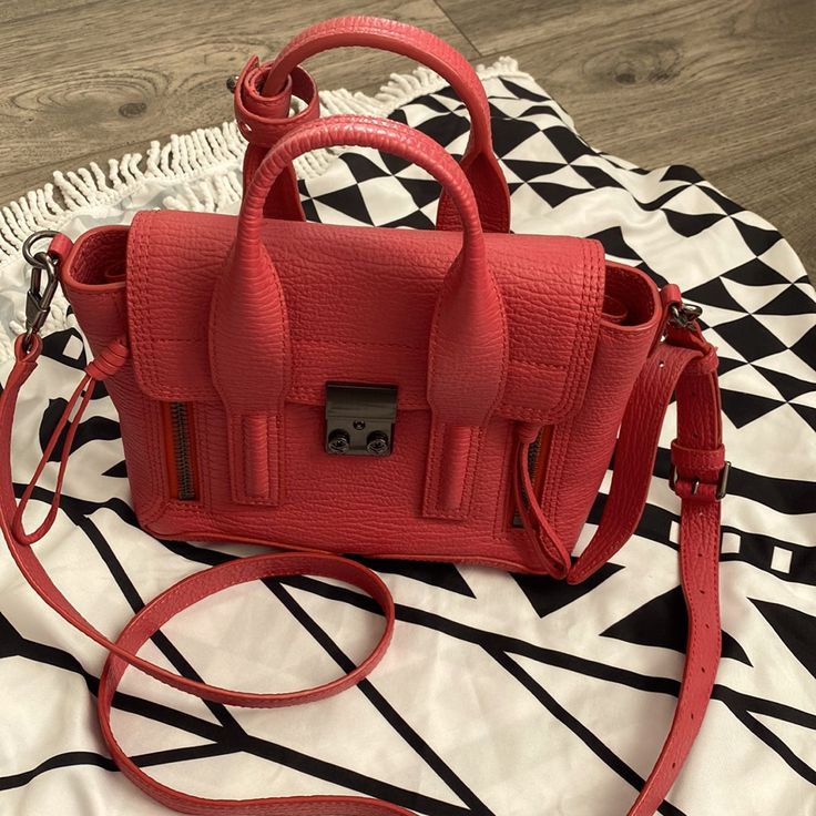 Very New. Only Use One Time. Color Raspberry. Chic Red Satchel With Textured Leather, Chic Red Textured Leather Satchel, Phillip Lim Bag, Philip Lim, Leather Satchel Handbags, Leather Satchel Bag, Satchel Handbags, 3.1 Phillip Lim, Phillip Lim