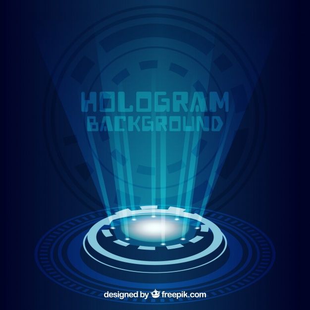 a blue background with a spotlight and the words hologramm background