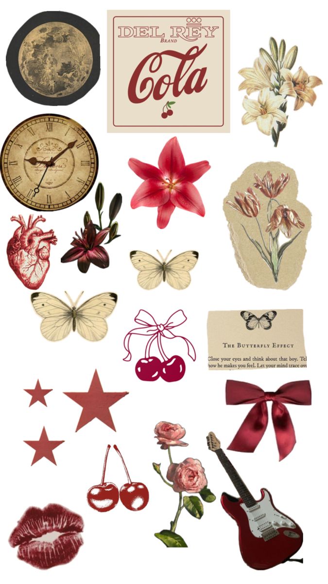 an assortment of stickers that include flowers, butterflies and other things to make it look like