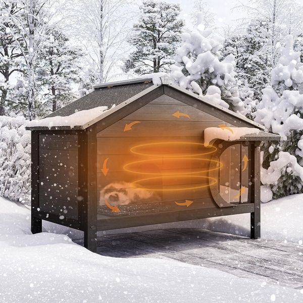 a fire place in the middle of a snowy forest