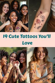 a collage of photos with the words 19 cute tattoos you'll love on them