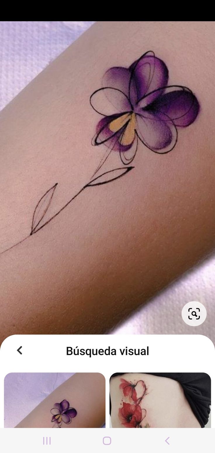 an image of a flower tattoo on someone's left arm with the words, busqueda visual