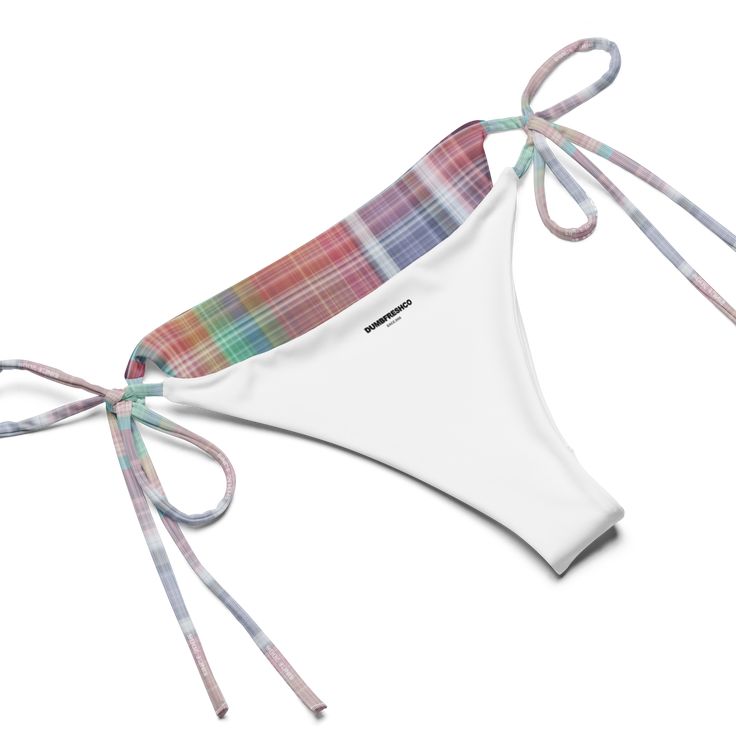 Our Plaid Bikini set is made from ultra-soft recycled polyester, it boasts double-layering with a UPF 50+ rating for ultimate protection. You're free to customize the straps to your liking and make a statement as you dive in! Soft and stretchy fabric with UPF 50+ for maximum comfort. Removable padding in the bikini top for a comfortable fit. Multiple styling options with the versatile design of the bikini set • Due to the 2-layered construction and internal stitching, a visible stitch may appear Adjustable Seamless Nylon Swimwear, Fitted Bottoms With Adjustable Straps For Sunbathing, Adjustable White Swimwear For Pool, Adjustable Straps Swimwear For Sunbathing, Summer Swimwear With Elastic Band, Summer Stretchy Swimwear With Elastic Band, White Adjustable Bottoms, Adjustable White Beachwear Bottoms, Adjustable Seamless Tie-side Swimwear