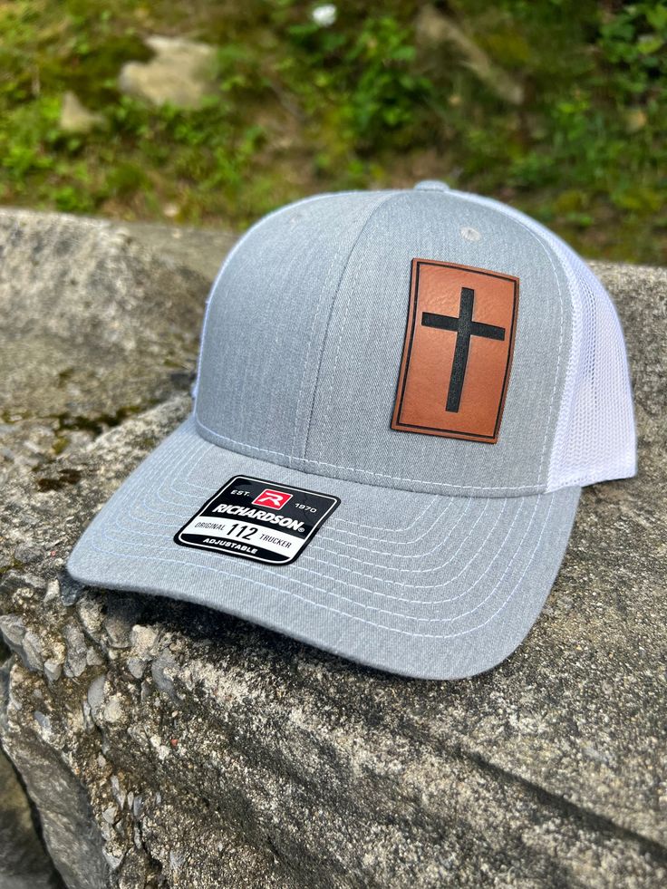 Cross Patch Hat || Faith Hat || Jesus Hat || Richardson 112 || Custom Patch || Laser Engraved Hat Patches You can choose your patch color and hat color!! Just send us a message with your picks!! Jesus Hats, Outdoors Style, Cross Patch, Country Hats, Custom Patch, Patch Hat, Hat Patches, Custom Patches, Cute Hats