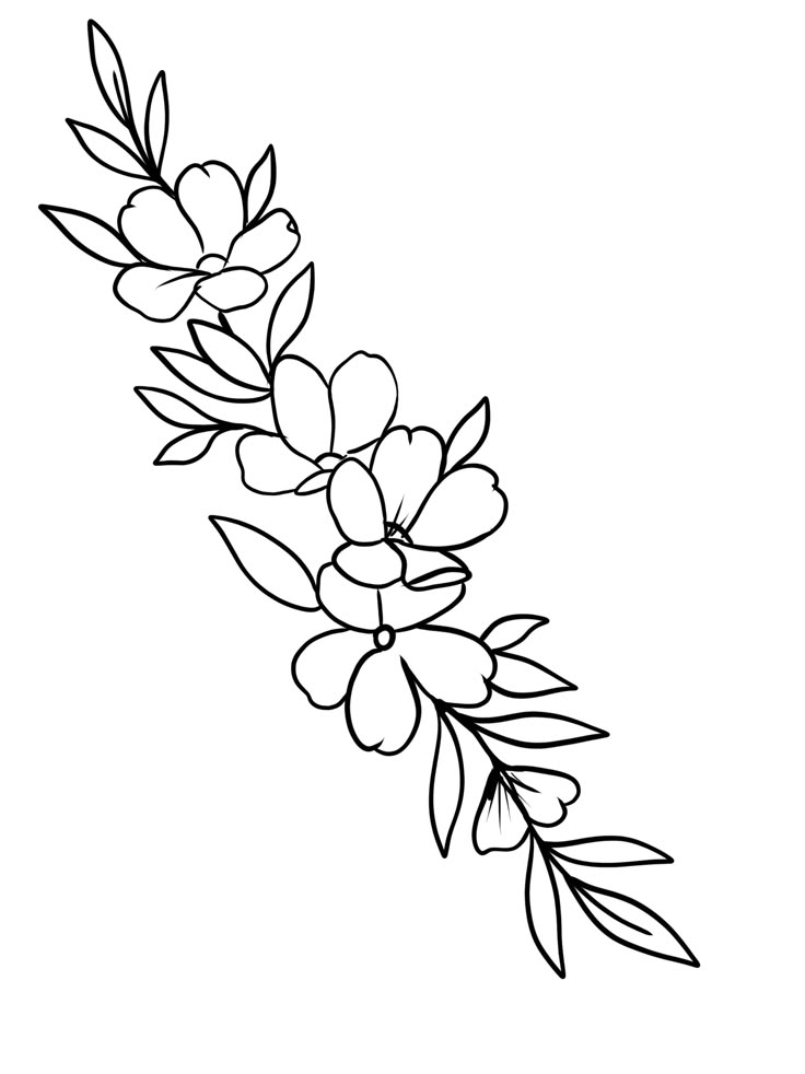 a line drawing of flowers on a white background