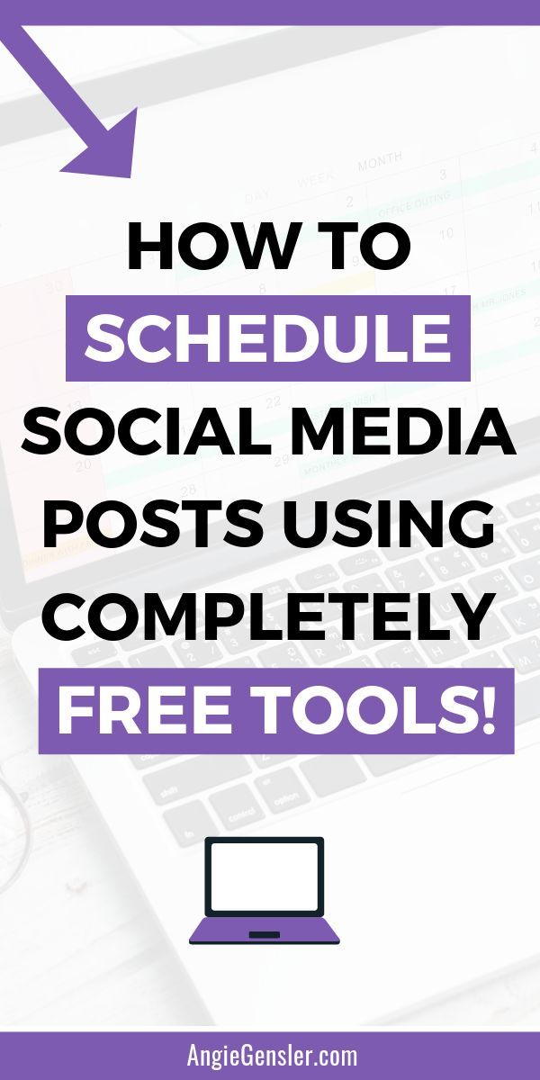 a laptop computer with the text how to schedule social media posts using completely free tools