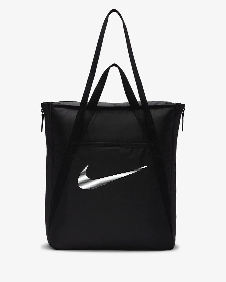 Nike Tote Bag, Nike Tote Bags, Gym Tote, Nike Bags, Black Tote, Strap Tops, Black Tote Bag, Shoulder Tote, Badminton