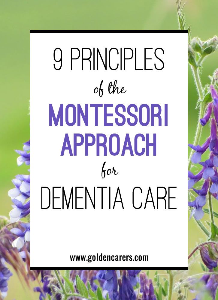 9 Principles of the Montessori Approach for Dementia Care Memory Care Activities, Nursing Home Activities, Alzheimers Activities, Alzheimer Care, Caregiver Resources, Recreation Therapy, Elderly Activities, Activity Director, Senior Activities