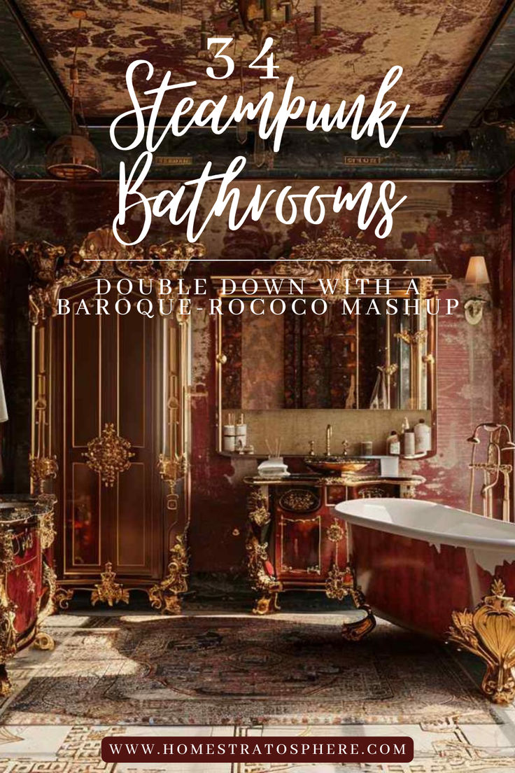 34 Steampunk Bathrooms Double Down with a Baroque-Rococo Mashup Baroque Bathroom Ideas, Baroque Bathroom, Bathrooms Contemporary, Steampunk Bathroom, Baroque And Rococo, Luxury Master Bathrooms, Rustic Minimalist, Bathroom Ideas On A Budget, Ultra Luxury