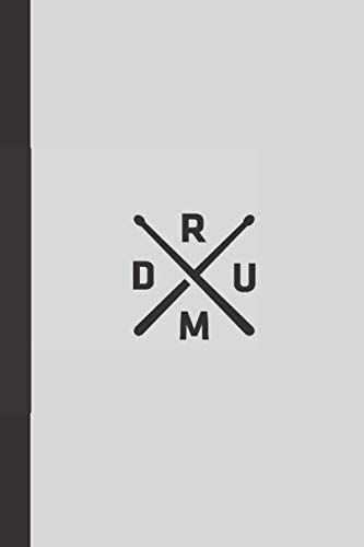 the logo for drum is shown in black and white, with two crossed drums behind it