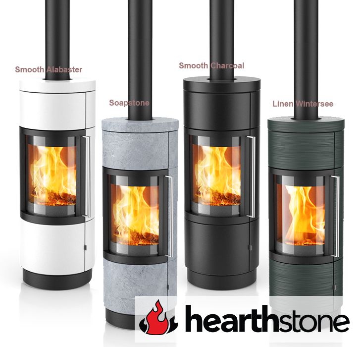 four different types of wood burning stoves with the words hearth stone on top and bottom