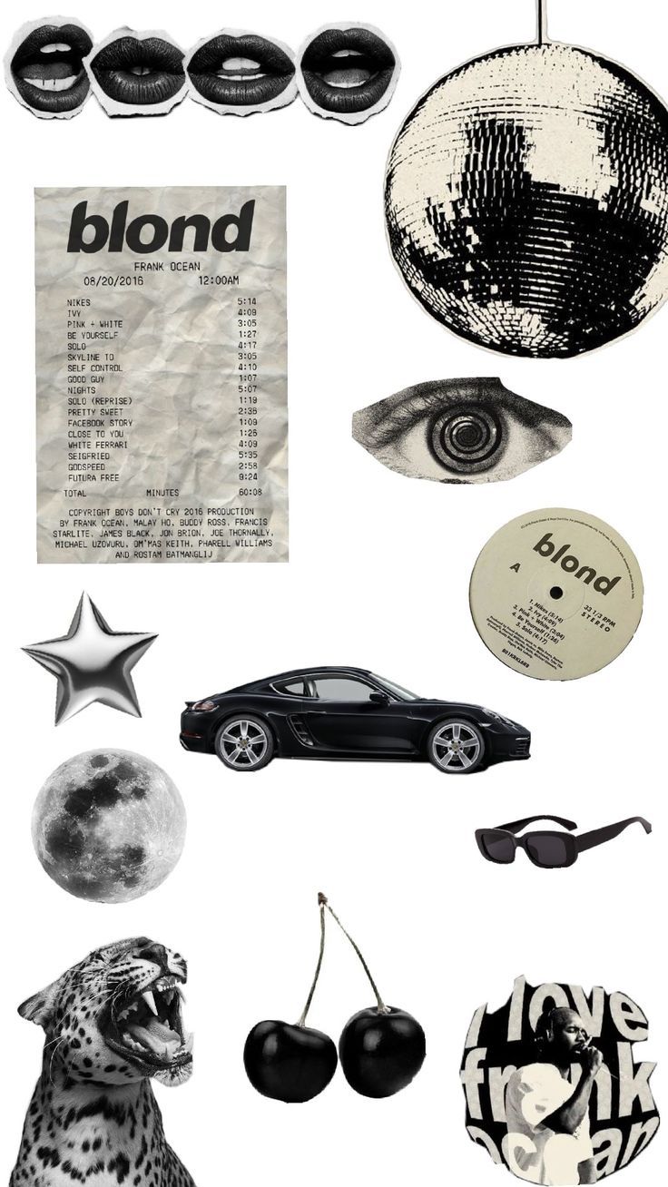 an assortment of items including sunglasses, eyeglasses, and other things that are in black and white