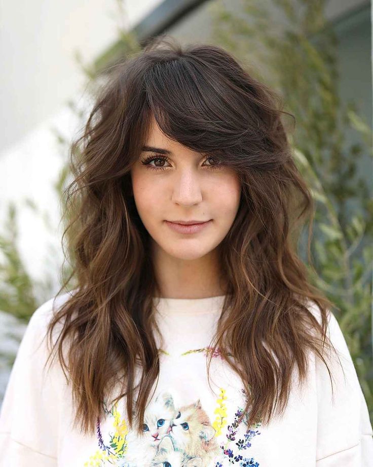 16 of the Best Medium Long Haircuts for 2021 Choppy Layered Haircuts, Medium Long Haircuts, Layered Haircuts With Bangs, Side Bangs Hairstyles, Layered Hair With Bangs, Thick Wavy Hair, Long Layered Haircuts, Long Hair With Bangs, Long Layered Hair