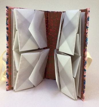 an origami book opened to show folded pages