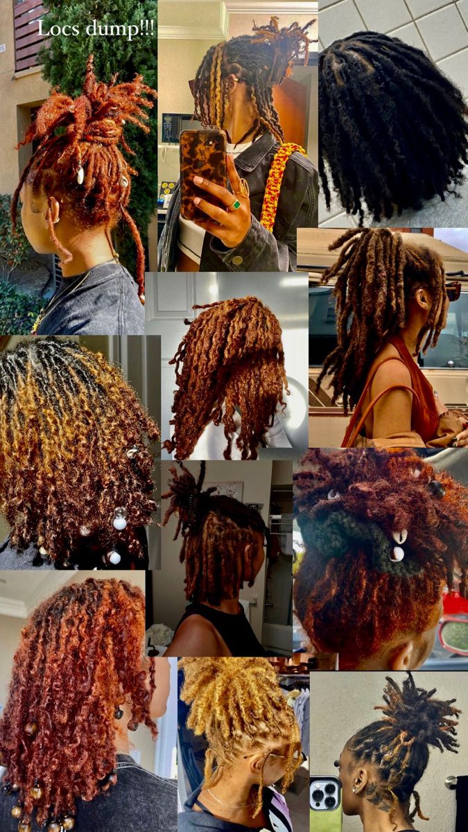 Dyed Natural Hair Locs, Died Locs Ideas, Long Starter Locs, Locs Extensions, Loc Ideas, Coloured Locs, Loc Color Ideas Black Women, Loc Extensions Permanent, Natural Locs With Curly Ends