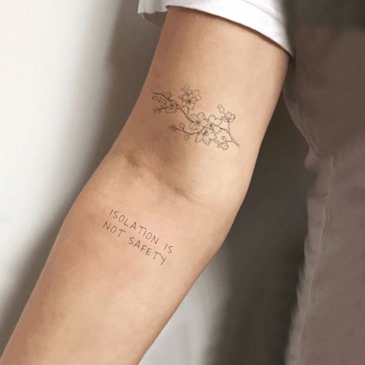 Flower Tattoo Cherry Blossom, Dainty Inner Arm Tattoo, Cherry Blossom Tattoo Dainty, Cherry Blossom Stamp Tattoo, Cherry Blossom Line Art Tattoo, Tattoo Cherry Blossom Tree, Daffodil And Cherry Blossom Tattoo, Fineline Cherry Blossom Tattoo, Cherry Blossom Small Tattoo