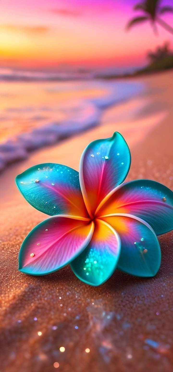 a flower that is sitting in the sand