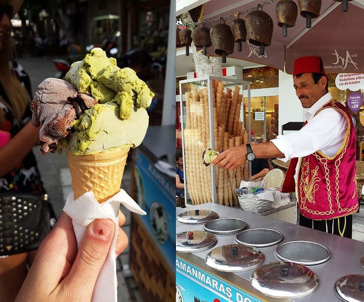 an ice cream vendor is handing out his gelato to the customer in front of him