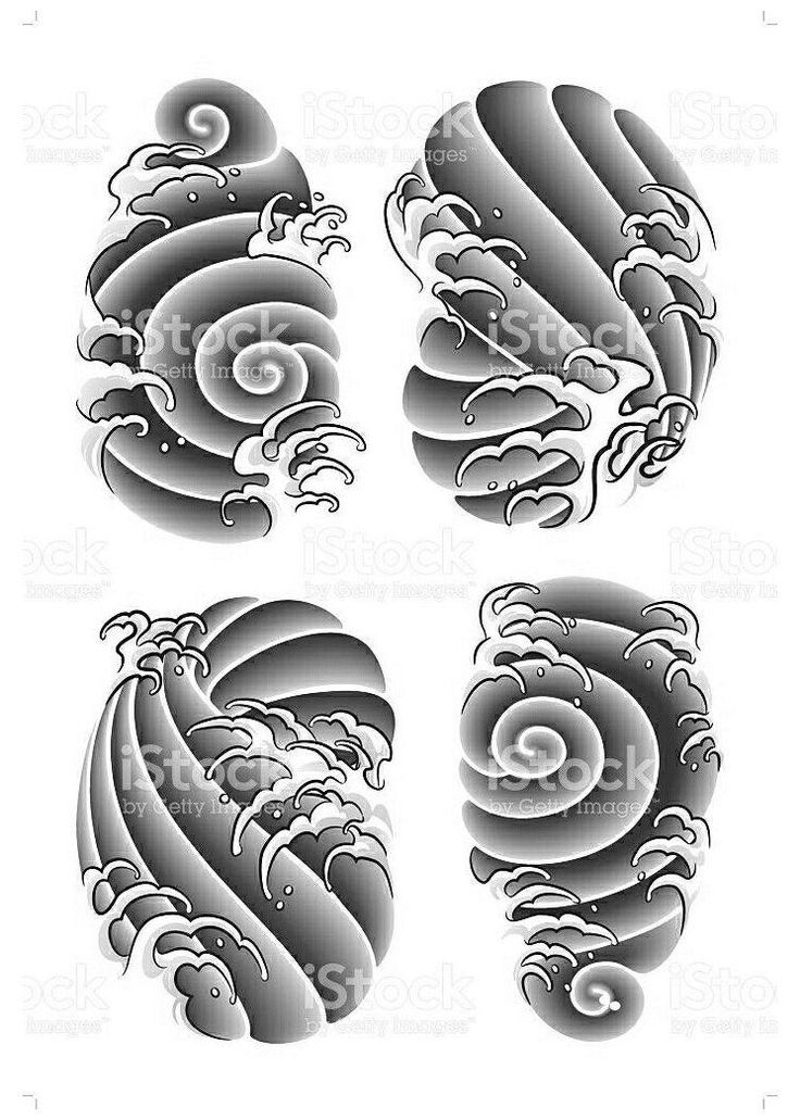 four different designs in the shape of waves on white background royalty photo - art illustration