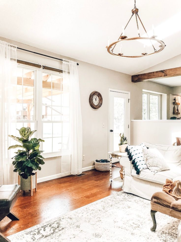 the living room is clean and ready to be used as an office or family room