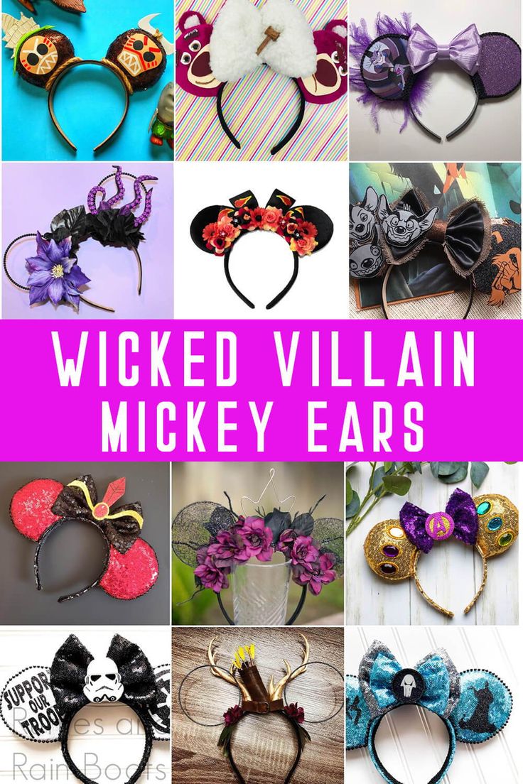 Wow! If you love Disney villains, you're going to LOVE these amazing Villain Mickey ears. They're bad, they're bold and they're fun! Click through to see all the baddies at their best! #villains #disney #mickeyears #disneyvillainears #diydisney #disneyvillains #rufflesandrainboots Disney Villain Ears Diy, Disney Ears Villains, Epcot Ears Diy, Mickey Ears Diy, Disney Cricut, Universal Trip, Disney Gear, Diy Disney Ears, Disney Diy Crafts