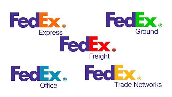 four different logos for fedex, ground, freight and trade network on white background