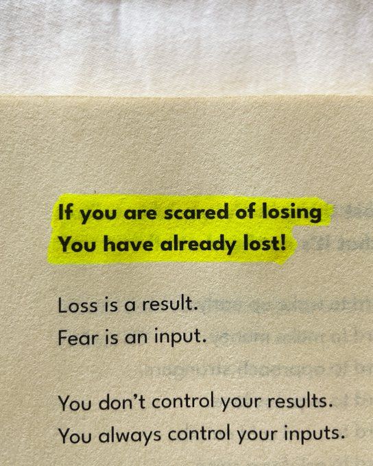 a piece of paper with some type of text on it that says, if you are scared of losing you have already lost