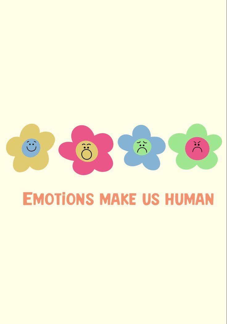 the words emotions make us human are written in different colors and shapes on a white background