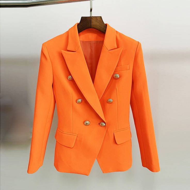 Color: Neon Orange, Size: S White Boho Beach Dress, Plus Size Blazers, Style Anglais, Boho Beach Dress, Designer Jacket, Blazer Designs, Classic Jacket, England Fashion, Classic Style Women