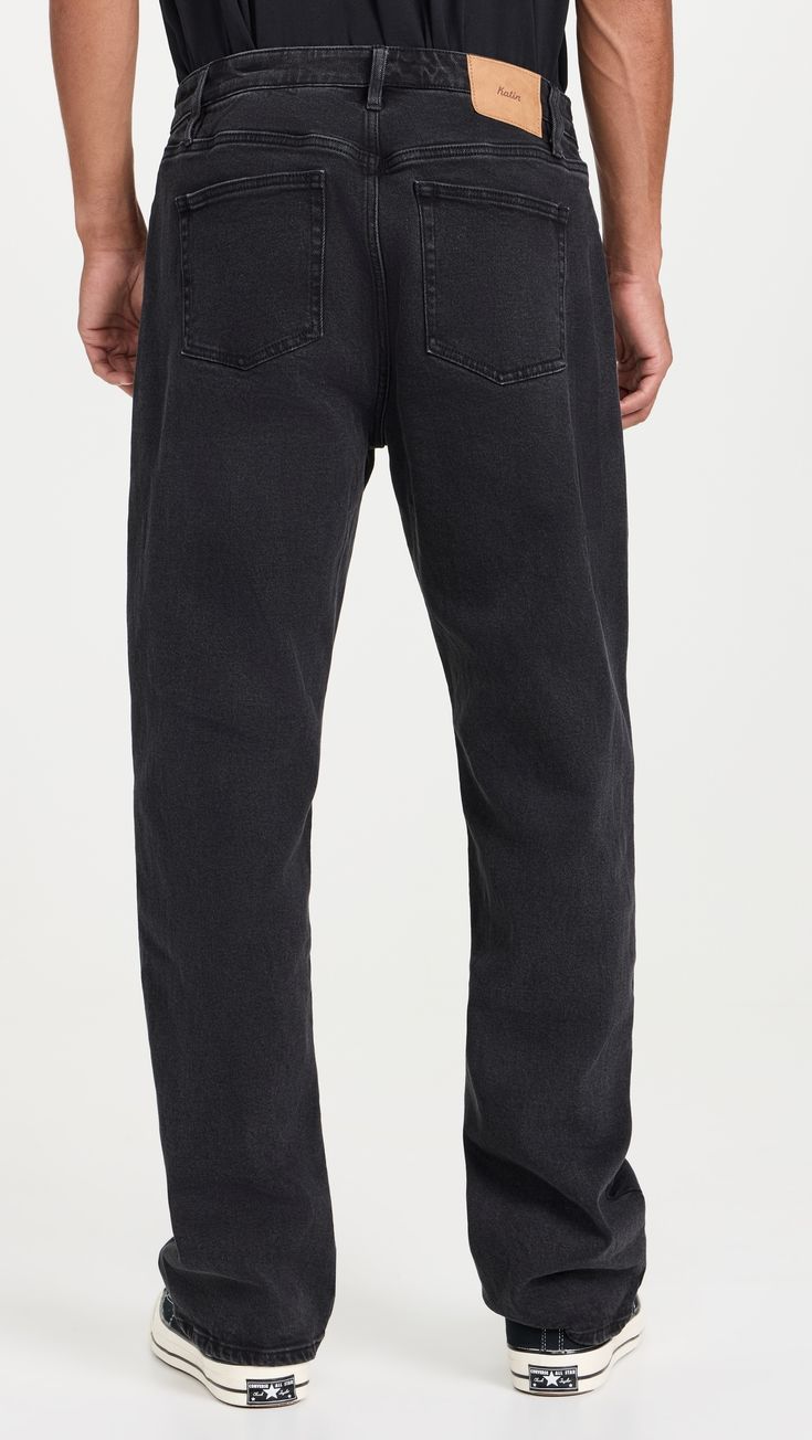 Find KATIN George Relaxed Jeans on Editorialist. Fabric: Heavyweight, low-stretch denim. Button closure and zip fly. 5-pocket styling. Shell: 98% cotton/2% spandex. Wash cold. Imported, China. Measurements: Measurements from size 31 Rise: 11.75in / 30cm Inseam: 32in / 81cm Leg opening: 17.25in / 44cm Relaxed Fit Jeans With Button Closure For Streetwear, Casual Rigid Denim Jeans With Zip Fly, Streetwear Washed Black Bottoms With Button Closure, Urban Straight Cotton Jeans, Washed Black Bottoms With Button Closure For Streetwear, Urban Washed Black Jeans With Five Pockets, Casual Rigid Denim Jeans With Button Zip Fly, High Rise Washed Black Cotton Jeans, Casual Cotton Jeans With Button Zip Fly