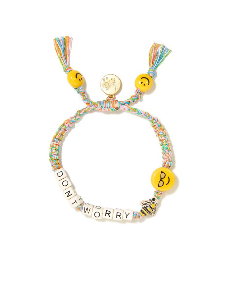 Motto for life, baby. 6" Adjustable rainbow threadwork Drawstring closure (extendable up to 8") Gold plated brass hardware Ceramic charms Handmade in New York City. Due to the handmade nature of our products, some charms may vary in color and style or be replaced if unavailable. Please allow 5-7 business days for production. Motto For Life, Happy Bracelet, Phone Beads, Letter Bracelets, Ceramic Charms, Bracelet Rainbow, Bracelets Handmade Diy, Kandi Bracelets, Cord Jewelry