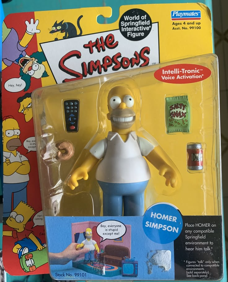 the simpsons action figure is on display in its package for sale at toys r us