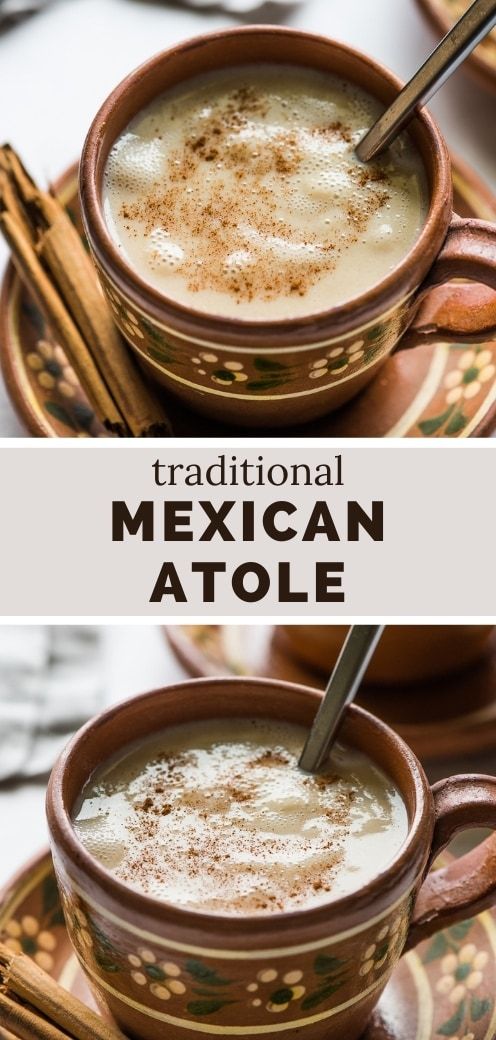 two bowls filled with mexican hot chocolate and topped with cinnamon