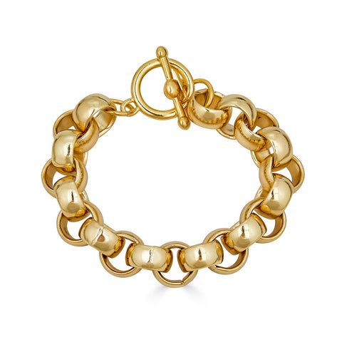 Kenneth Jay Lane gold plated link chain bracelet Classic Metal Bracelet With Chunky Chain, Classic Chunky Chain Metal Bracelets, Metal Chain Bracelet With Toggle Clasp, Everyday Metal Bracelets With Toggle Clasp, Everyday Chunky Chain Link Bracelet, Classic Metal Chain Bracelet With Chunky Chain, Classic Metal Chunky Chain Bracelet, Classic Chunky Chain Metal Bracelet, Chunky Elegant Bracelet For Everyday