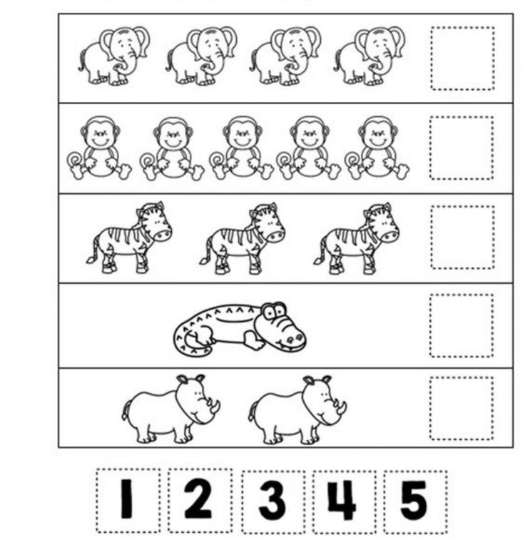 the worksheet for numbers 1 - 5 with pictures of animals