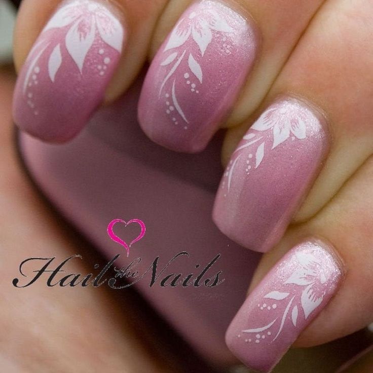 Nails Water, Lily Nails, Sunflower Nails, Floral Nail Designs, Daisy Nails, White Nail Art, Pink Nail Art, Pretty Nail Art Designs, Floral Nail Art