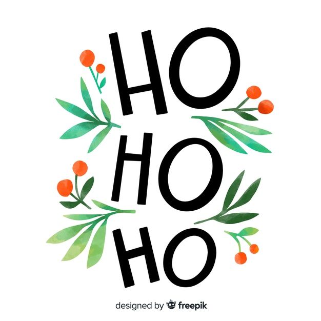 the words ho ho are surrounded by orange berries and green leaves on a white background